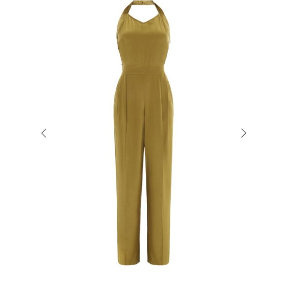 rag & bone Scarlet satin-trimmed silk halterneck jumpsuit - Picture 1 of 8